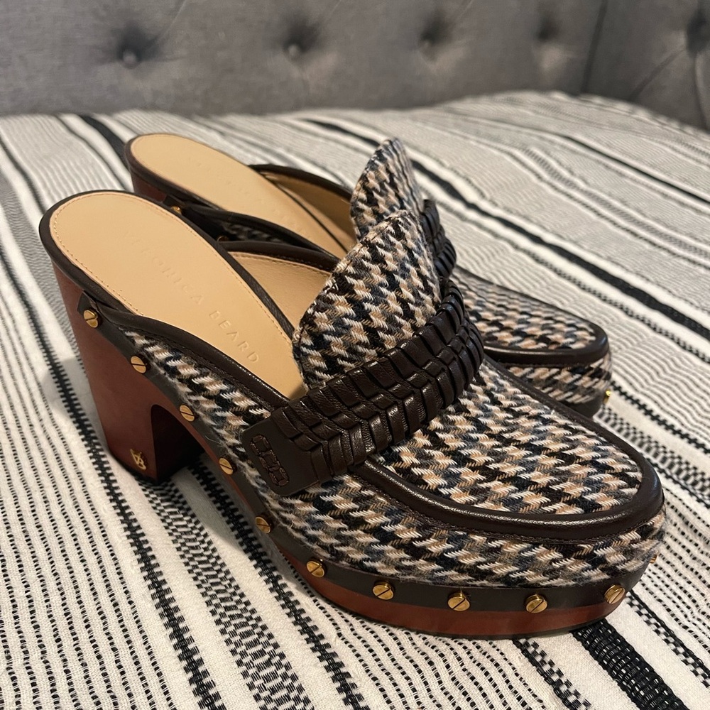 Veronica Beard Black and Brown Mules